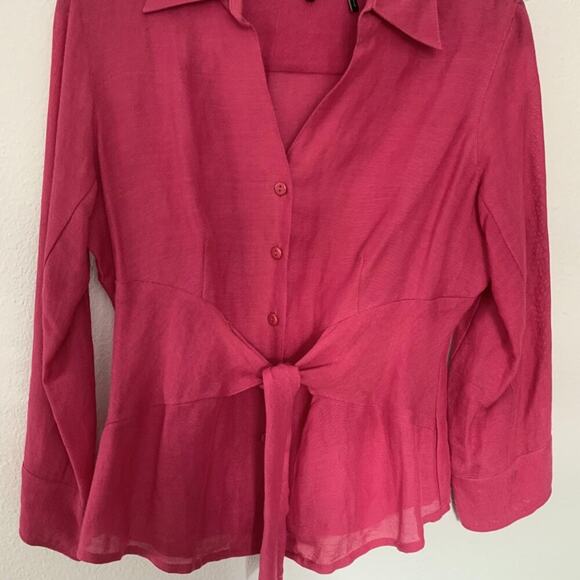 Nic + Zoe Pink Silk Linen Button Up Shirt - Picture 5 of 9